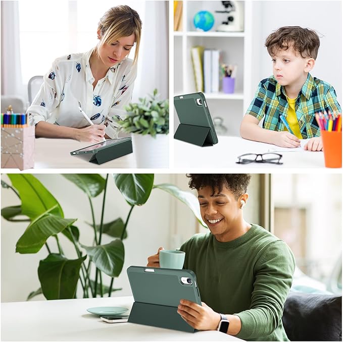 ProCase for iPad mini 7 A17 Pro 2024/iPad Mini 6 2021 8.3 Inch iPad mini 7th/6th Gen Case with Pencil Holder, Trifold Stand Smart Folio with Soft TPU Back Cover for iPad mini 8.3" 7th/6th Gen -Mgreen