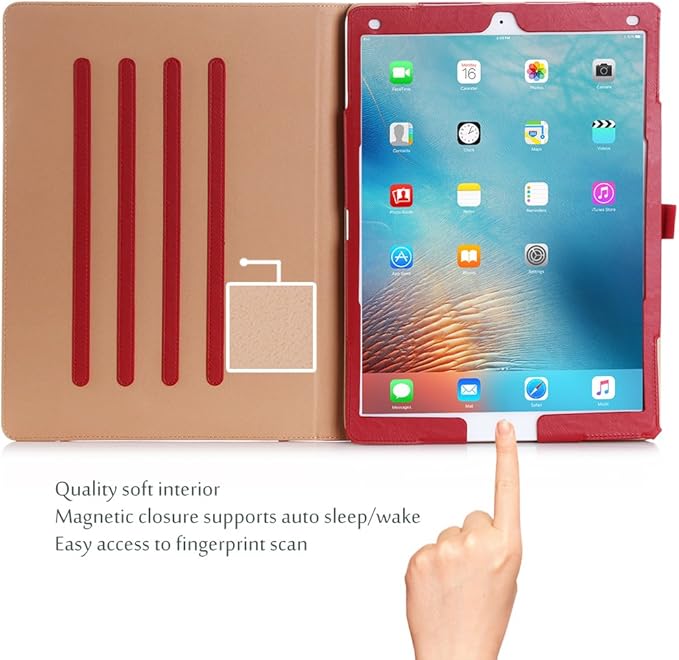 ProCase for iPad Pro 12.9 2017/2015 Case (1st & 2nd Generation), Stand Folio Case Cover for iPad Pro 12.9 Inch (Old Model 2017/2015), with Multiple Viewing Angles, Pencil Holder -Red