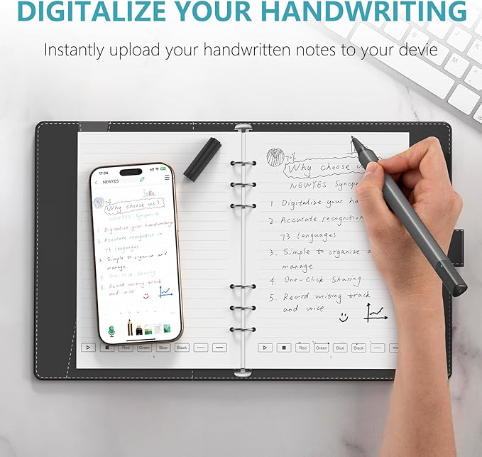NEWYES SyncPen 4 Smart Pen with Digital Notebook Digital Pen Sync Pen Erasable Gel Pen Bluetooth Wireless OCR for Students, Designer, Creatives, Business Man, Record Notes (with Notepad)