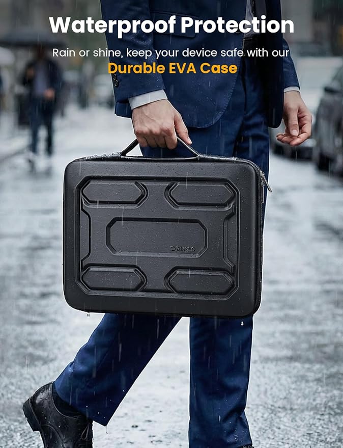 DOMISO Laptop Hard Case 14-14.4 inch Waterproof Shockproof Hard Shell Laptop Sleeve with Handle & Storage Pocket, Compatible with MacBook, HP, Dell, Black