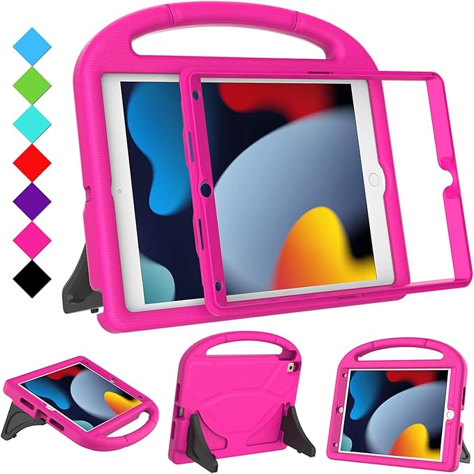 Kids Case for iPad 10.2 & 10.5, iPad 9th/8th/7th Generation 10.2" 2021 2020 2019 Case with Screen Protector, iPad Air 3rd Gen/Pro 10.5 inch Protective Cover with Handle Stand, Pink
