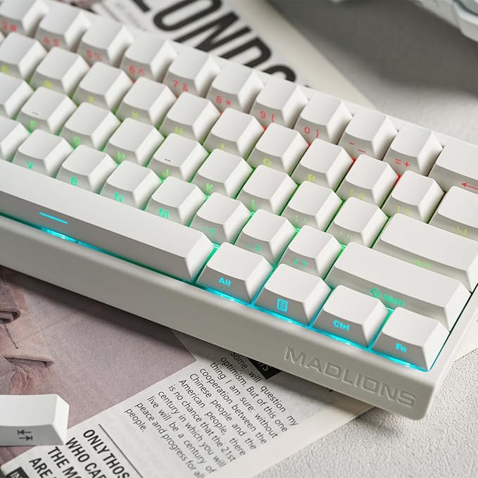 Hyekit x FGG MADLIONS MAD 60 HE RGB 60% Wired Magnetic Switch Gaming Keyboard with Adjustable Actuation, 8000 Hz Polling Rate, Rapid Trigger Mode, Hall Effect Switches, for PC/Mac, White