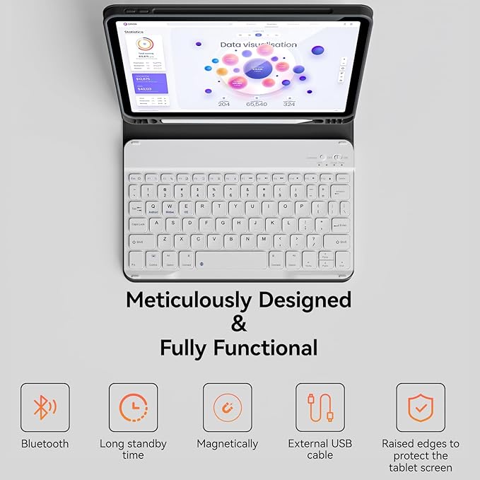 Keyboard Case for iPad Pro 11 Inch 4th Generation/Pro 3rd Gen/Pro 2nd Gen with Pencil Holder, Folio Detachable Wireless Bluetooth Keyboard & Flip Stand Case for iPad Pro 11 Inch, Black