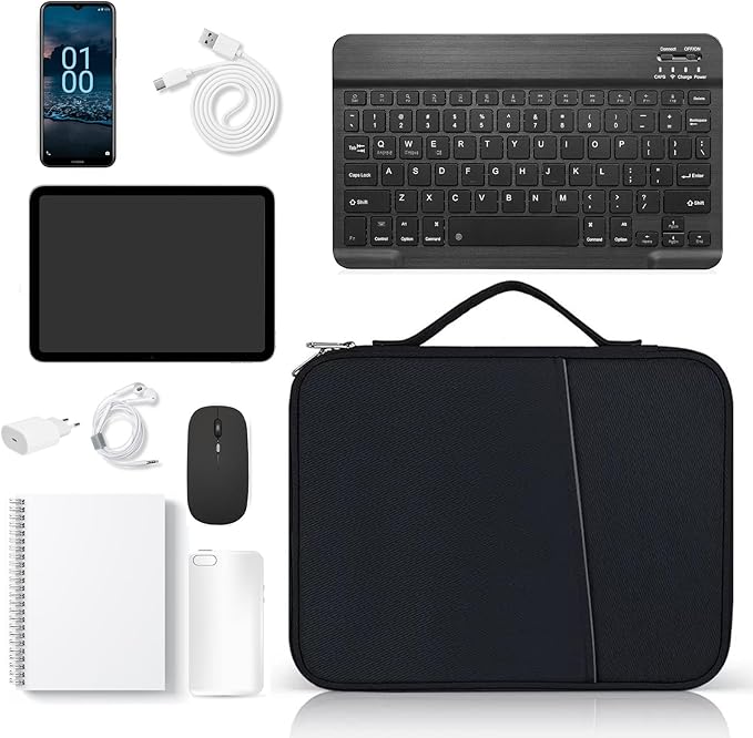 iPad Pro 12.9 Carrying Bag, Tablet Sleeve 12.9 Magic/Smart Keyboard Accessory Bag for Pad Pro 12.9 M2/M1/2018-2020, Surface Pro 9/8/X/7/6, 12.4" Galaxy Tab S8/S7+ Waterproof Carrying Case (Black)