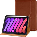 DTTO for iPad mini 7th (A17 Pro) 2024/iPad Mini 6th Generation Case 2021 8.3 Inch, Premium Leather Business Folio Stand Cover for Mini 7/6 with Pencil Holder-Multiple Viewing Angles, Brown