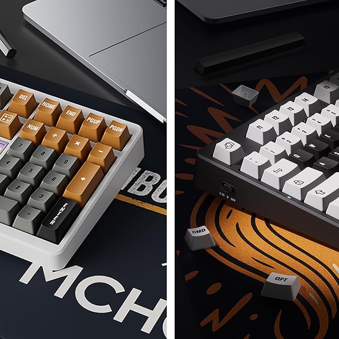 MCHOSE UT98 Wireless Mechanical Keyboard Compact Silent Gaming Keyboard with Knob Tri-Mode Connection Hot Swappable Custom Creamy Keyboard Gasket Structure Pre-lubed Linear Switches RGB Classic Silent