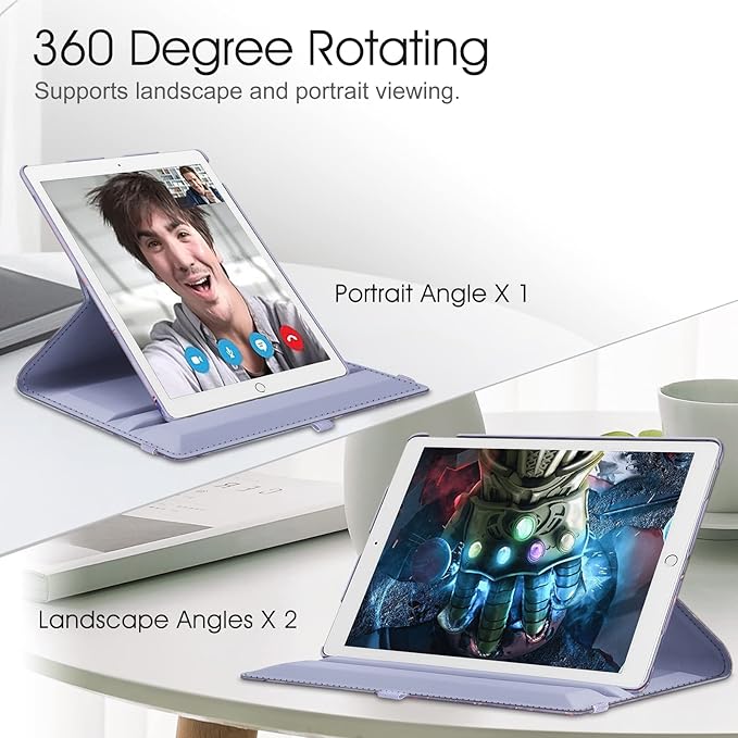 Fintie Rotating Case - 2017/2015 iPad Pro 12.9 inch (Old Model) 1st & 2nd Gen Case, 360 Degree Swiveling Stand Protective Back Cover, Supports Auto Wake/Sleep, Lilac Marble