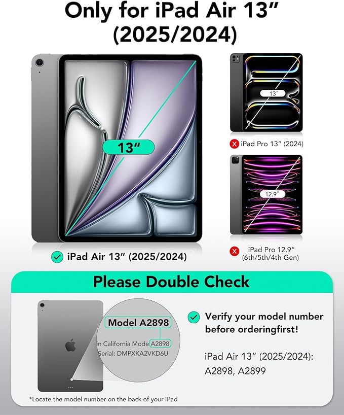 Case for iPad Air 13 inch (M4/M3/M2) 2026/2025/2024, PU Leather Stand Shockproof Cover with Pen Holder & Card Slots - Don't Touch