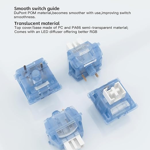 Outemu V3 Ice Blue Switches,3-pin 40gf Pre-lubed Dustproof Clicky Switches,Keyboard Clickers for 3D Prints,Suitable for MX Mechanical Gaming Keyboards(45Pcs)