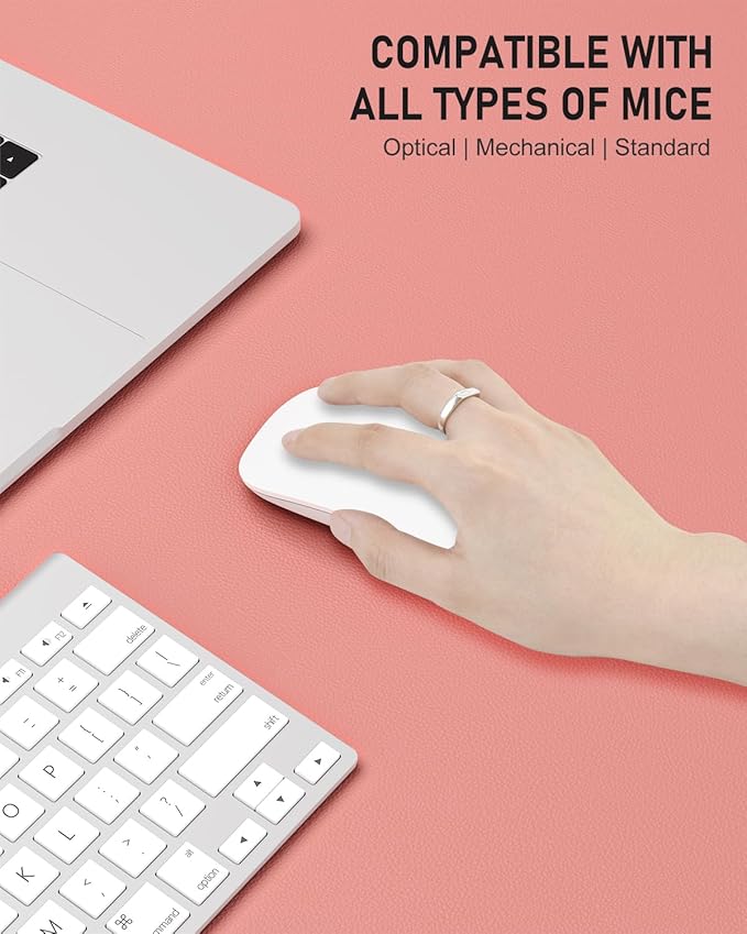Desk Pad, 30" x 14" PU Leather Non-Slip Desk Mat Large Mouse Pad for Desktop, Waterproof Laptop Computer Writing Mat for Office, Home, Work, Gaming, Flower Pink