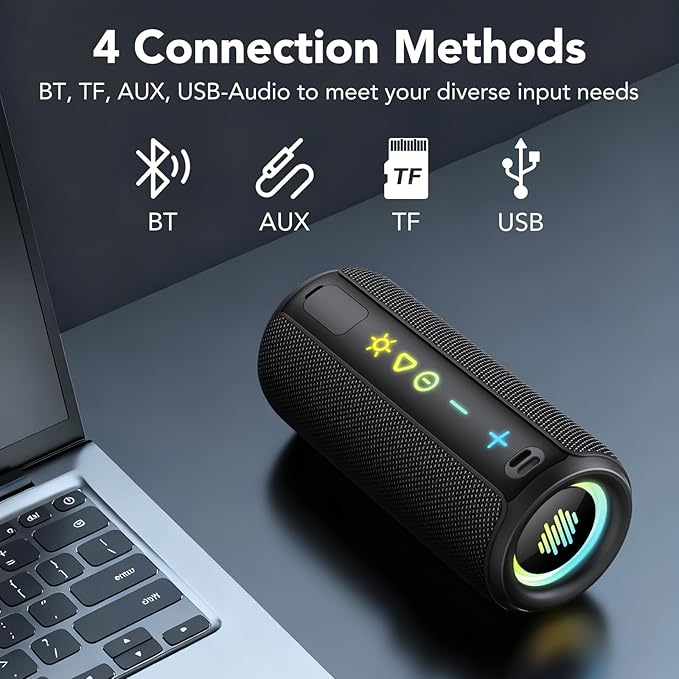 Portable Speaker Bluetooth 5.4, 25W Super Loud Wireless Speaker: Boost Bass 3.0, 30H Playtime, 8 RGB Modes, IPX7 Waterproof, TWS Pairing, for Outdoor/Home/Party, Gift Ideas