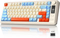 ZIYOU LANG M75 Wireless Gaming Keyboard, RGB Backlit Rechargeable 2000mAh Battery, Small Membrane But Mechanical Feel Keyboard with Smart Display & Knob, PBT Gradient keycaps for PC, MAC - Blueberry