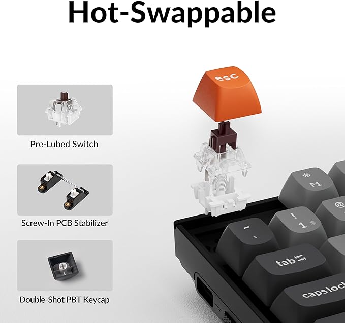 Keychron K8 Max Custom Mechanical Keyboard Wireless, TKL 2.4 GHz/Bluetooth 5.1/Wired QMK Programmable RGB, Hot-Swappable with Keychron Super Brown Switch Compatible with Mac Windows Linux