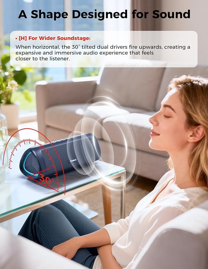 BolaButty Bluetooth Speaker Portable Wireless, IPX5 Waterproof, Up to 20H Playtime, TWS Pairing, BT5.3, for Home/Party/Outdoor/Camping/Beach Essentials, Birthday Gift (Navy)