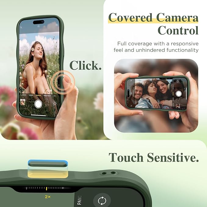 GVIEWIN for iPhone 17 Pro Max Case Compatible with MagSafe [Curly Wave Edge][Full Camera Protection] Floral Translucent Shockproof Magnetic Women Phone Case for 17 Pro Max, Sweet Posy/Forest Green