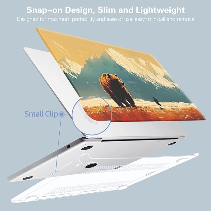 Compatible for MacBook Air 13 inch Case 2021 2020 2019 2018 M1 A2337 A2179 A1932, MacBook Air M1 Case, Cute Aesthetic Protective Plastic Hard Shell & Keyboard Cover, Bear