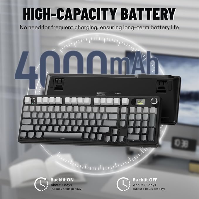 ATTACK SHARK X98PRO Wireless Mechanical Keyboard,Multi-Function Knob&TFT Screen,Tri-Mode BT/2.4G Hz/USB-C Wired Keyboard,Hot-Swappable RGB Backlit,4000mAh Cloud Drive,for Win/Mac/Linux-Moonlit Night