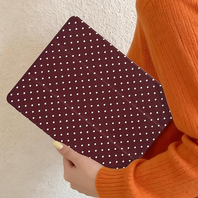 Lovmooful Compatible for iPad 5/6 (9.7-Inch,2018/2017 Model,6th/5th Generation) Case with Pencil Holder Cute Polka Dot with Aesthetic Design Soft TPU Trifold Stand Protective-Wine Red