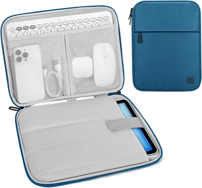Dadanism 9-11 Inch Tablet Sleeve Padded Carrying Case for iPad (A16) 11th Gen 11", iPad 10th Gen 10.9", iPad Air M4/Pro M5 11", iPad Air 5/4, iPad 9/8/7th Gen, Galaxy Tab A11+ Plus 11", Peacock Blue