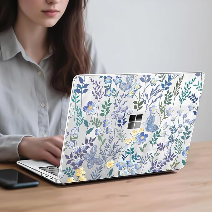 Case Compatible with 13 inch Microsoft Surface Laptop 2025 Copilot+PC (Model 2095), Printed Pattern Plastic Hard Shell Case for Microsoft Surface Laptop 13-inch 2025, Meadow Wildflower