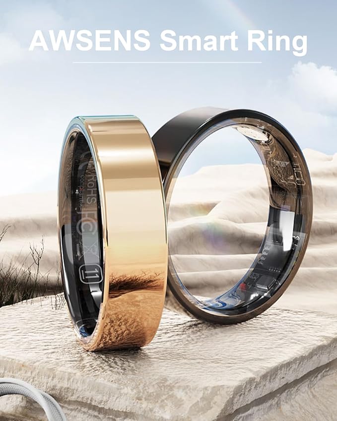 Smart Ring for Women Men Fitness Tracker with Blood Oxygen,Heart Rate,Sleep Monitoring,Step Counting,for iPhone and Android,Waterproof smart blood pressure monitor,No Subscription Fees (Rose Gold, 8)