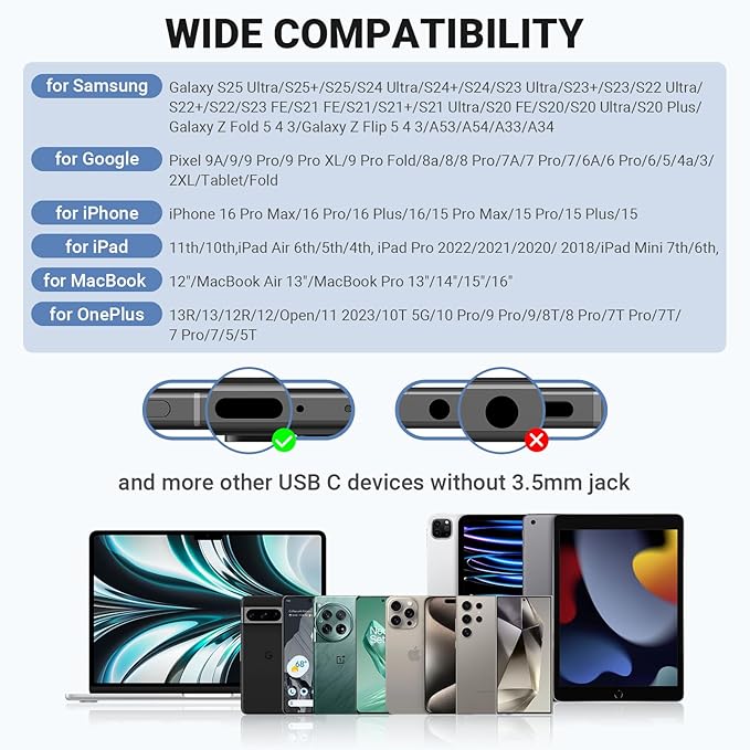 USB C Headphones for iPhone 17 Air 16 15 Pro Max Plus, Type C Earphone with Mic HiFi Stereo Volume Magnet in Ear USBC Wired Earbud for Samsung Galaxy S26 S25 S24 Ultra S23 Fe S22+ Flip/Pixel 10, Blue