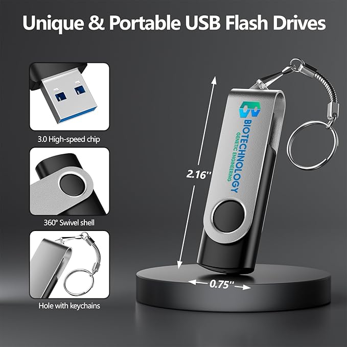 Custom USB 3.0 Personalized Flash Drive 16GB, 50Pcs High-Speed Memory Sticks with Printed Logo/Text, Bulk Promotional Thumb Drives for Company AD/Education/Wedding/Corporate Events
