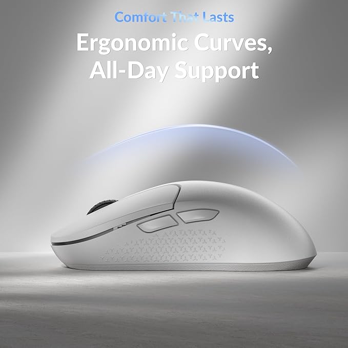 Keychron M3 Mini 8K Wireless Bluetooth 5.3/2.4 GHz/Wired Optical Mouse, Ultra-Lightweight 55g Programmable PixArt 3950 Sensor with up to 30,000 DPI/ 750 IPS for Windows Mac Linux - White