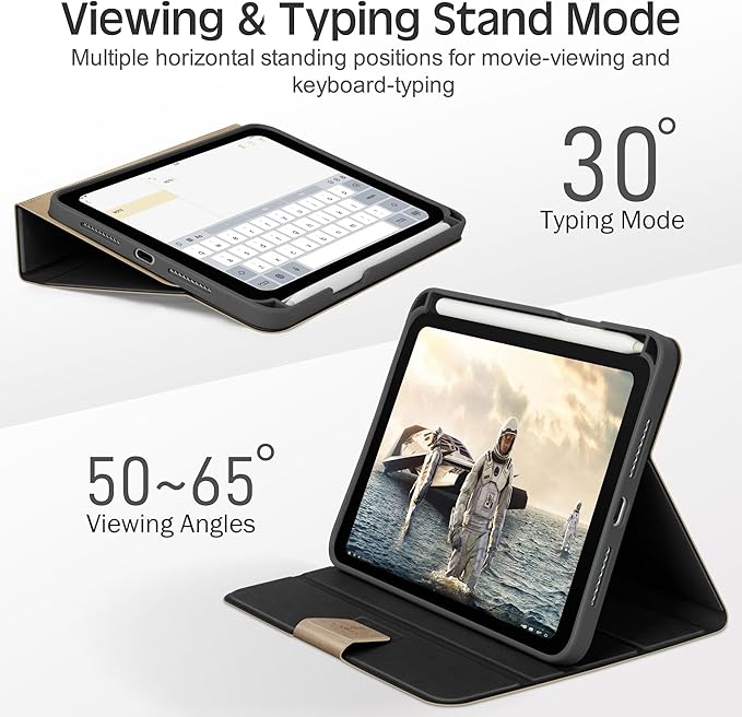 KingBlanc Case for iPad mini 7 (A17 Pro), iPad mini 7th/6th Generation (2024/2021) Vintage Vegan Leather Cover with Pencil Holder, Auto Sleep/Wake, Stand with Viewing & Drawing Angles, Beige