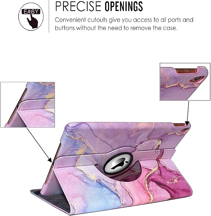 360 Rotating Stand Smart Case for iPad Air (3rd Gen) 10.5" & iPad Pro 10.5" - Auto Wake/Sleep Feature (Pink Marble)