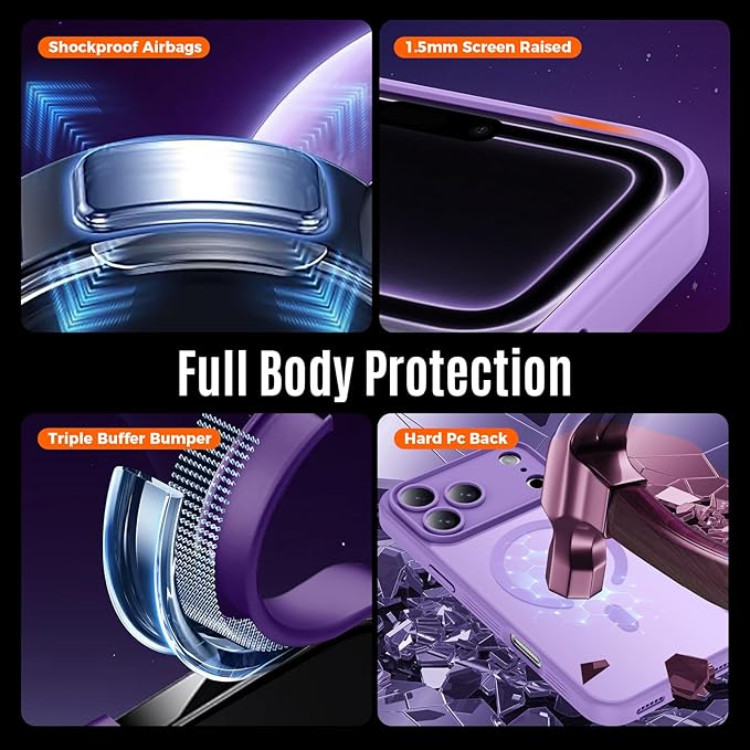 Symcele Designed for iPhone 17 Pro Max Case, Compatible with MagSafe, [Camera Protection] [15FT Military Drop Protection] Shockproof Translucent Matte Anti-Slip Phone Case, 6.9", Light Purple
