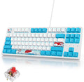 75% Mechanical Gaming Keyboard with Red Switch, RGB LED Backlit Keyboard White and Blue, 87 Keys Compact TKL Wired Computer Keyboard for Windows Laptop PC Gamer (87 Sea)