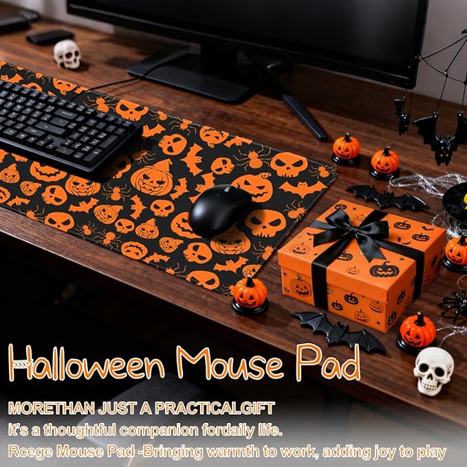 Halloween Mouse Pad - 31.5×15.8 Inch Gaming Mouse Pad with Stitched Edges for Keyboard and Mouse