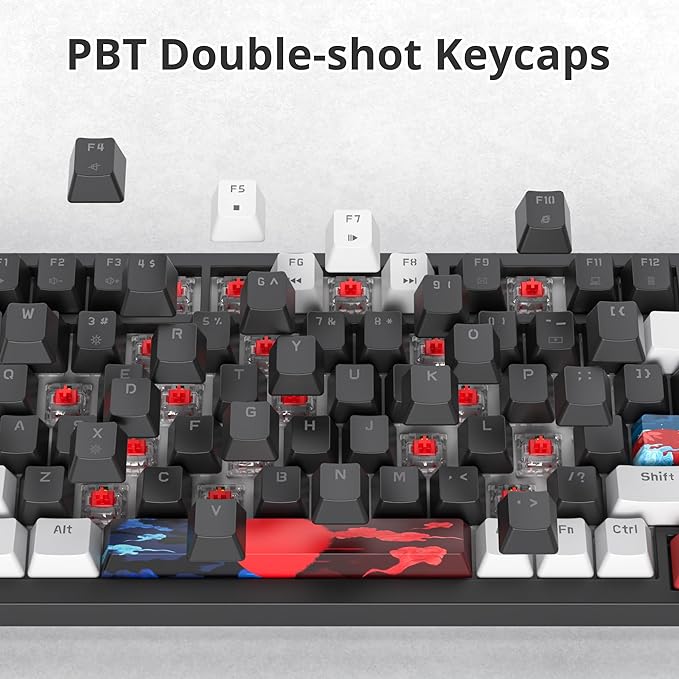 75% Mechanical Gasket Mount TKL Gaming Keyboard - Wired, Custom Hot Swappable, RGB Backlit for PC & Laptop Gamers (Black)