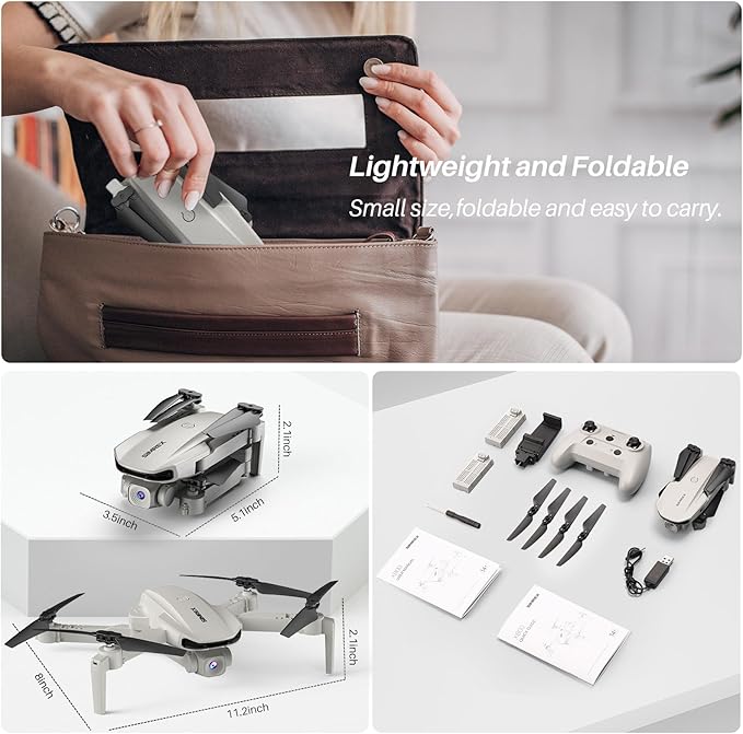 SIMREX Drone With Camera for Kids Beginner & Adults – Foldable RC Quadcopter with Altitude Hold, Optical Flow Positioning , Indoor Mini Drone with One Key Start, Headless Mode, 3D Flip, Gift for Boys & Girls & Teenagers