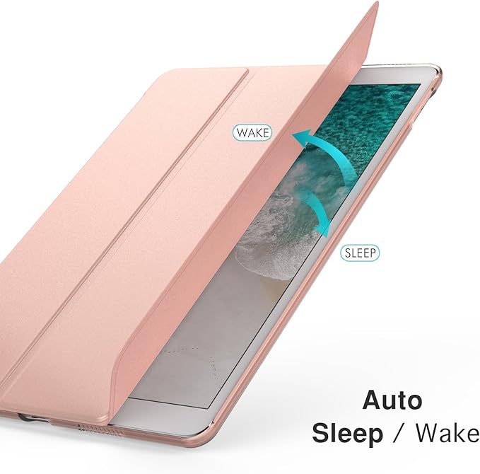 MoKo Case Fit New iPad Air (3rd Generation) 10.5" 2019/iPad Pro 10.5 2017 - Slim Lightweight Smart Shell Stand Cover with Translucent Frosted Back Protector - Rose Gold (Auto Wake/Sleep)