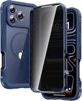 Diaclara Magnetic Designed for iPhone 17 Pro Case 6.3'' [Full Camera Protection] Full Body Bumper,[Compatible with MagSafe] Phone Case w/Built-in Privacy Screen Protector,Deep Blue