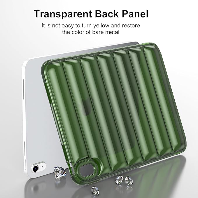 for iPad mini 7 A17 Pro 2024 & iPad mini 6 Case 2021 (8.3 inch) Shockproof Soft TPU Back Cover Silicone Bumper Anti-Yellowing Lightweight Clear Shell for iPad mini 7th/6th Generation, Green