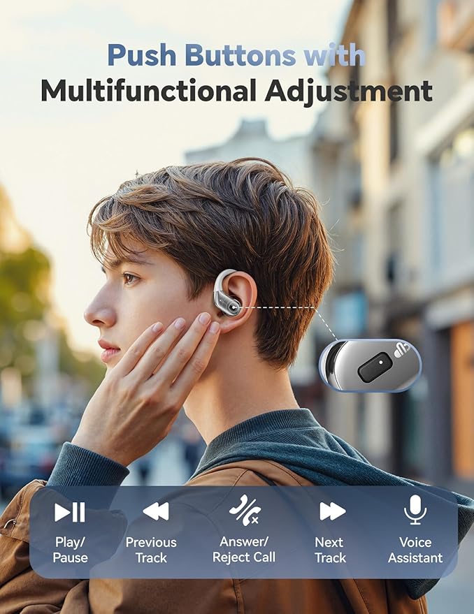 Wireless Earbuds Sports Bluetooth Headphones: Sweatproof & Waterproof, 40H Playtime Stereo Deep Bass Over Ear Buds with Earhooks, Easy Button Controls, Secure Fit Earphones for Gym Running Workout
