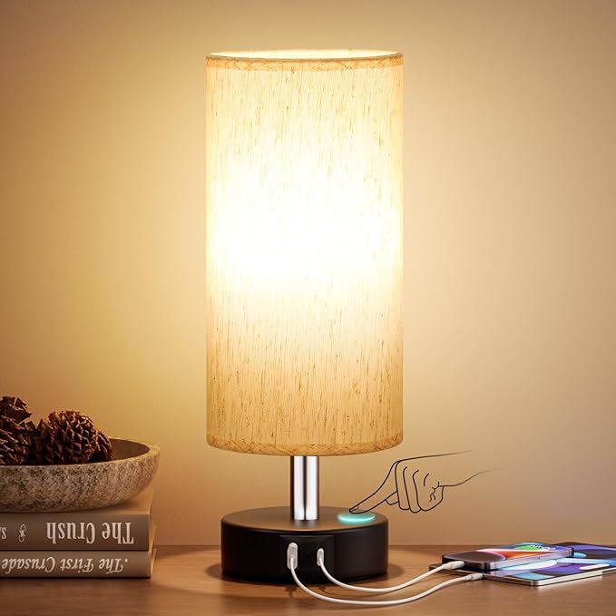 PartageiZ Small Touch Bedside Lamp for Bedroom - Table Lamps for Nightstand, Minimalist Night Stands Light Lamp, Desk Lamps for Reading, Kids, Living Room, Office, Dorm