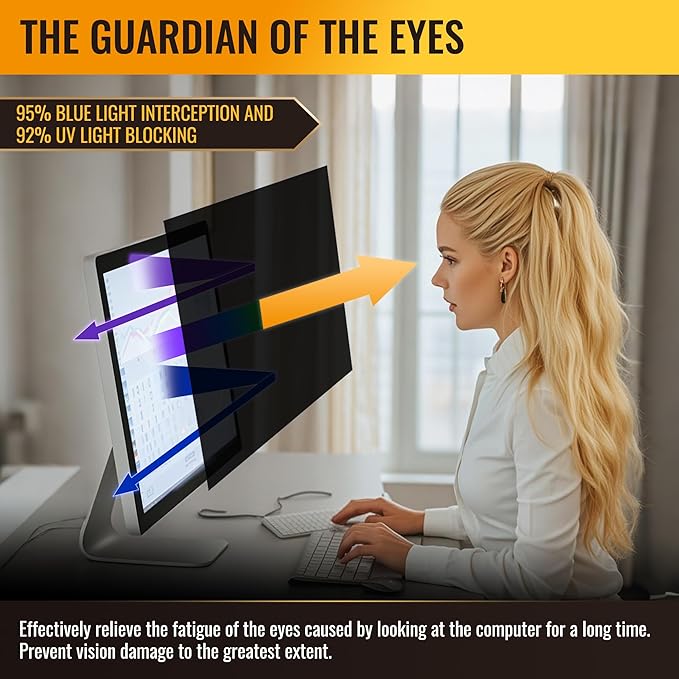 22 Inch Privacy Screen for Monitor with 16:10 Widescreen Monitor Blue Light Screen Protector - Anti-Glare - Anti-Scratch Protector Film for Data Confidentiality Privacy Shield [2 Pack]