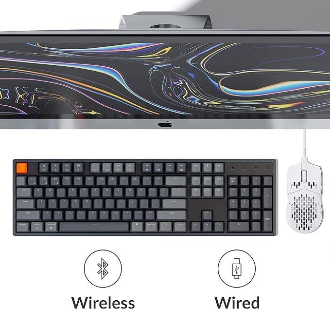 Keychron K10 Full Size 104 Keys Bluetooth Wireless/USB Wired Mechanical Gaming Keyboard with Keychron Super Brown Switch/RGB Backlight/Multitasking Computer Keyboard for Windows/Mac, Aluminum Frame
