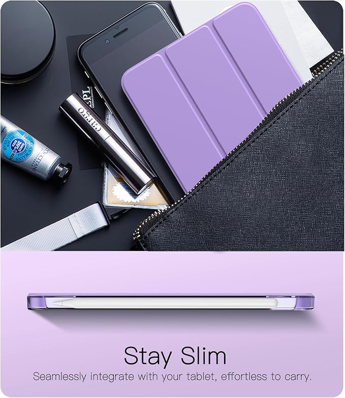 TiMOVO Case for iPad mini 7 A17 Pro 8.3-inch 2024, iPad mini 6th Generation Case, Slim Translucent Hard Back Folio Cover Support Touch ID & Apple Pencil Charging, Auto Wake/Sleep, Lilac