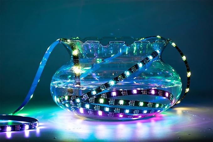 WS2812B LED Strip Individual Addressable Light 60Pixels/m SMD 5050 RGB Pixel Strip DC5V (16.4FT 300LEDS Waterproof IP65, Black PCB)