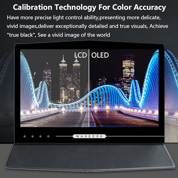OLED Portable Touchscreen Monitor, 13.3" 2K 1MS Portable Gaming Monitor 100% DCI-P3 Ultra-Thin Computer External Display, External Second Screen USB C/HDMI with Smart Cover