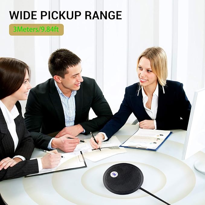 USB Computer Microphone, Conference USB Microphone, Mute Button with LED Indicator, Omnidirectional Condenser PC Mic for Video Conference, Plug&Play for PC, Laptop, Mac(No Speaker)