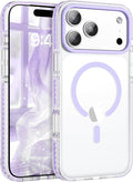 BENTOBEN Magnetic for iPhone 17 Pro 6.3" Case, Compatible with Magsafe Military Shockproof Protective Bumper Cute Transparent Slim Anti-Yellowing Phone Case for iPhone 17 Pro Cover, Clear Purple