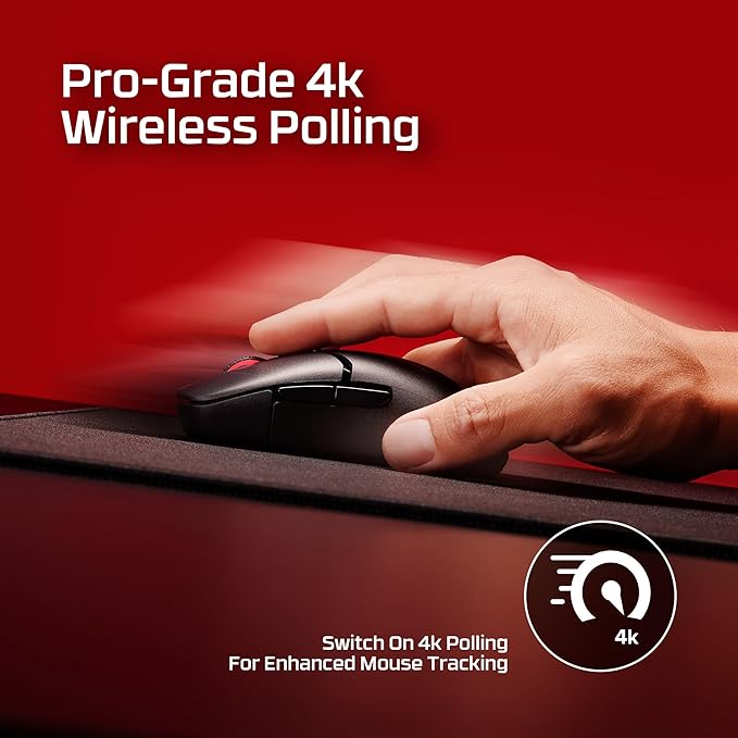 HyperX Pulsefire Saga Pro – Wireless Gaming Mouse for PC, Modular Design, Interchangeable Parts, 4k Polling, 72g Lightweight Frame, Wireless, Instant Pair, Black
