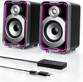 SOULION 2.0 Computer Speakers, 10W USB-Powered Bluetooth Wired PC Speaker with Easy-Control Pod for Desktop, Tiny Desk Soundbar with 5 Mirror-Like LED Light Modes for Monitor Laptop Gaming Music Black