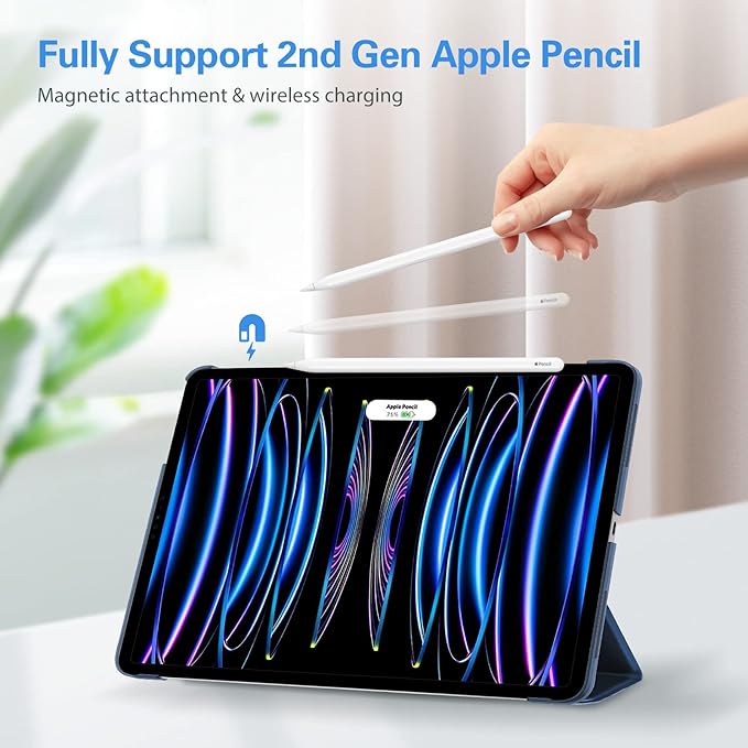 ProCase for iPad Pro 11 Inch Case 2022/2021/2020/2018(4th/3rd/2nd/1st Generation), iPad Pro 11" Slim Stand Hard Back Cover Shell Smart Folio Compatible with Pencil/Support Auto Wake/Sleep -Darkblue